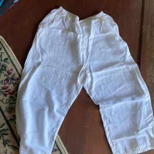 White flax pants